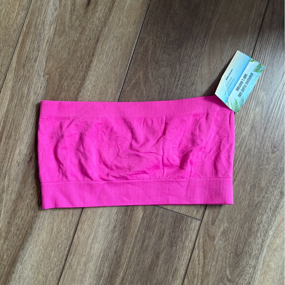 Pink strapless top